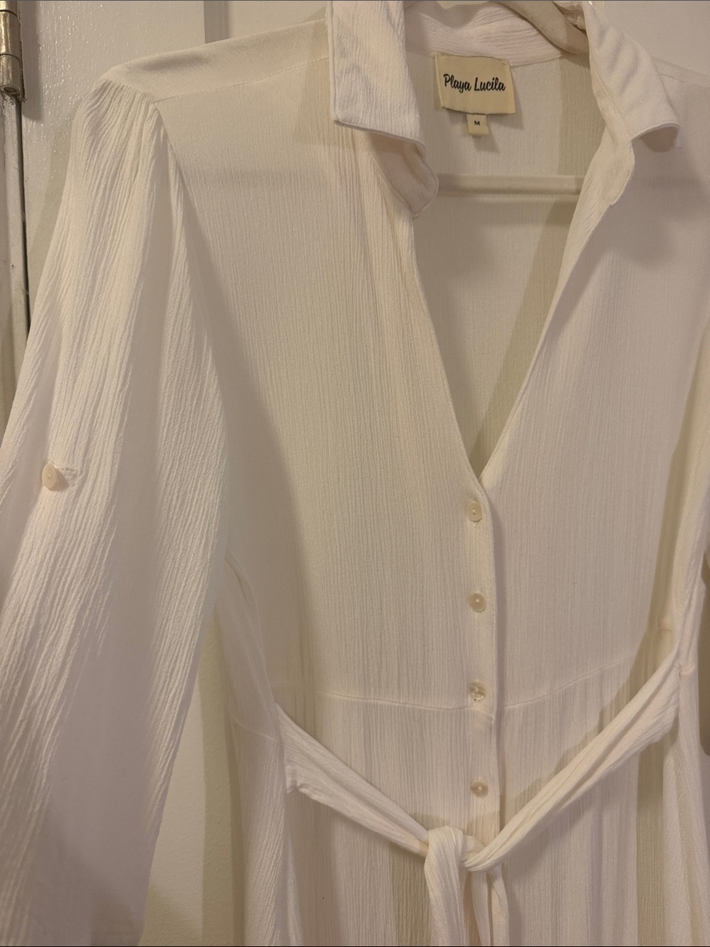 Playa Lucila White Gauze Coverup Size M - Picture 3 of 5